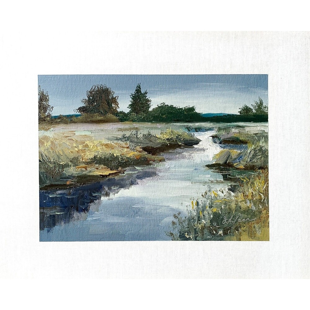 8x10 Original Oil Landscape Painting Marsh Lowcountry Neutral Coastal Art Signed